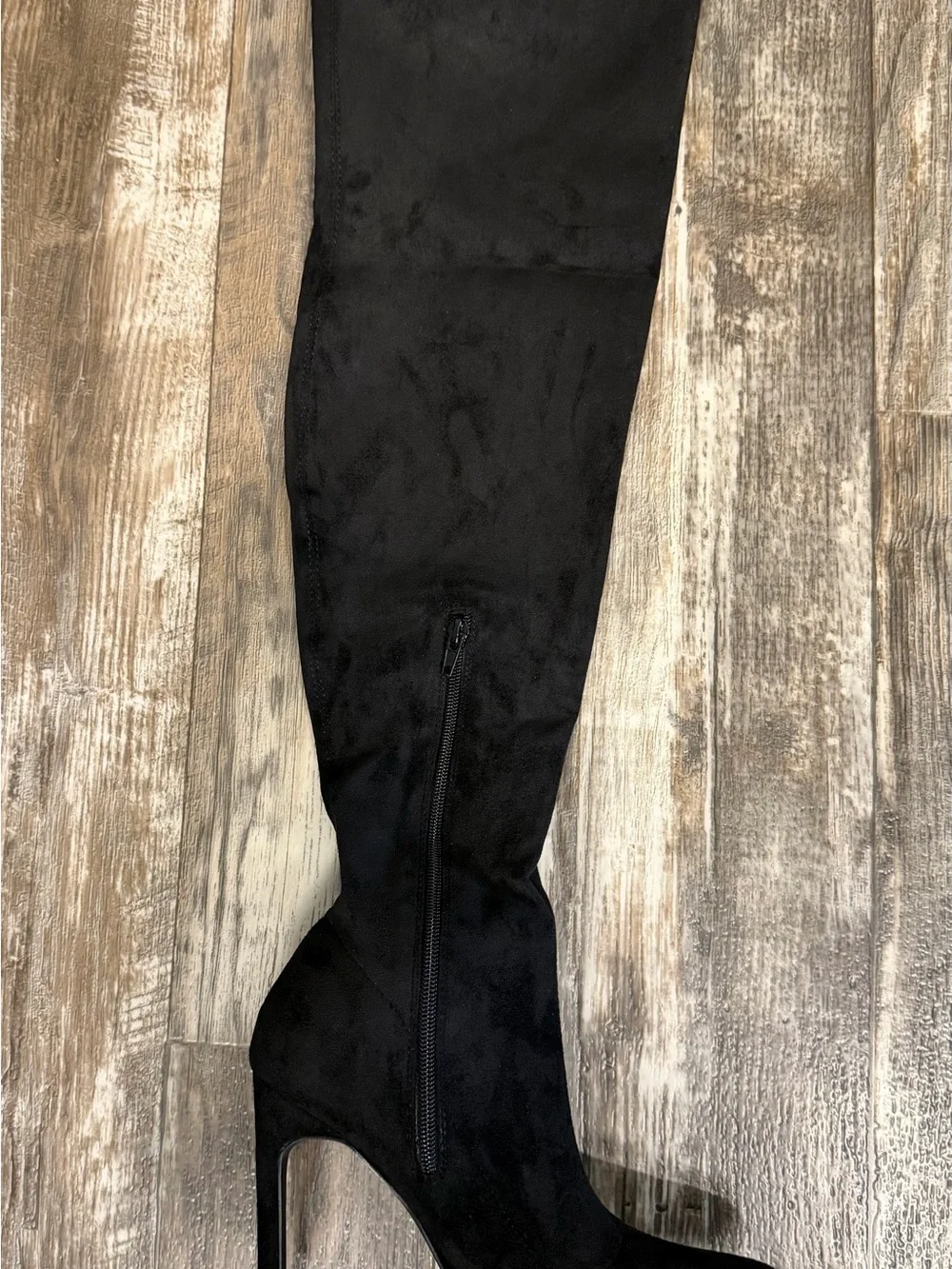 Fashion Nova Black Over-the-Knee Suede Block Heel Boots Size 8